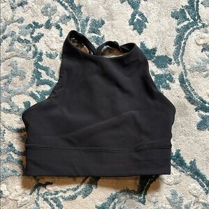 Lululemon Energy High Neck, Longline Ribbed Bra in Black